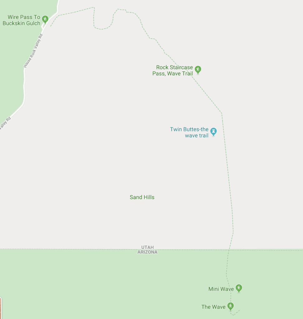 Map of The Wave hike in Arizona